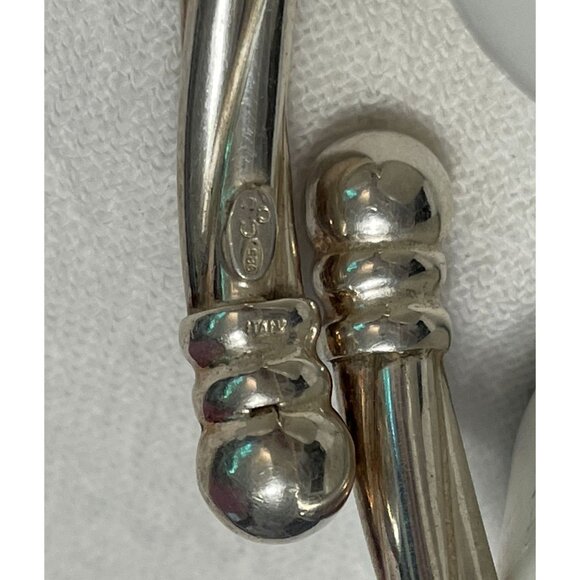 VTG Unisex 925 Silver Twisted Rope Hinged Bangle Bracelet Jewelry Italy Signed - Picture 7 of 7